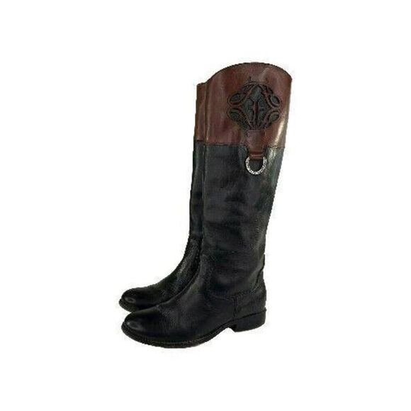FRYE MELISSA LOGO D RING  2 TONE RIDING COWBOY US 7 B TALL KNEE-HIGH BOOTS SHOES - Picture 1 of 14